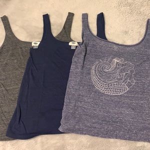 ⭐️Bundle Lot 3 Lightweight Relaxed Loose Tank Tops Blue/Gray Old Navy Small EUC